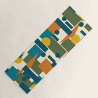 Mid-Century Modern Geometrica Pattern in Moroccan Teal Blue Olive Green Mustard Yellow Orange and Cream Yoga Mat Gallery Image 1