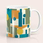 Mid-Century Modern Geometrica Pattern in Moroccan Teal Blue Olive Green Mustard Yellow Orange and Cream Coffee Mug Gallery Image 1