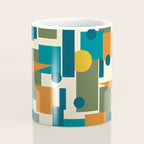 Mid-Century Modern Geometrica Pattern in Moroccan Teal Blue Olive Green Mustard Yellow Orange and Cream Coffee Mug Gallery Image 4