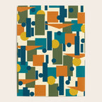 Mid-Century Modern Geometrica Pattern in Moroccan Teal Blue Olive Green Mustard Yellow Orange and Cream Poster Gallery Image 4