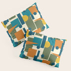 Mid-Century Modern Geometrica Pattern in Moroccan Teal Blue Olive Green Mustard Yellow Orange and Cream Pillow Sham Gallery Image 3