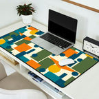 Mid-Century Modern Geometrica Pattern in Moroccan Teal Blue Olive Green Mustard Yellow Orange and Cream Desk Mat Gallery Image 2
