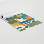 Mid-Century Modern Geometrica Pattern in Moroccan Teal Blue Olive Green Mustard Yellow Orange and Cream Yoga Mat Gallery Image 2