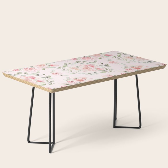 Rose Blush Watercolor Flower Pattern Coffee Table Gallery Image 1
