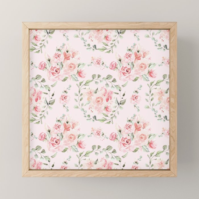 Rose Blush Watercolor Flower Pattern Mini Art Print Gallery Image 1
