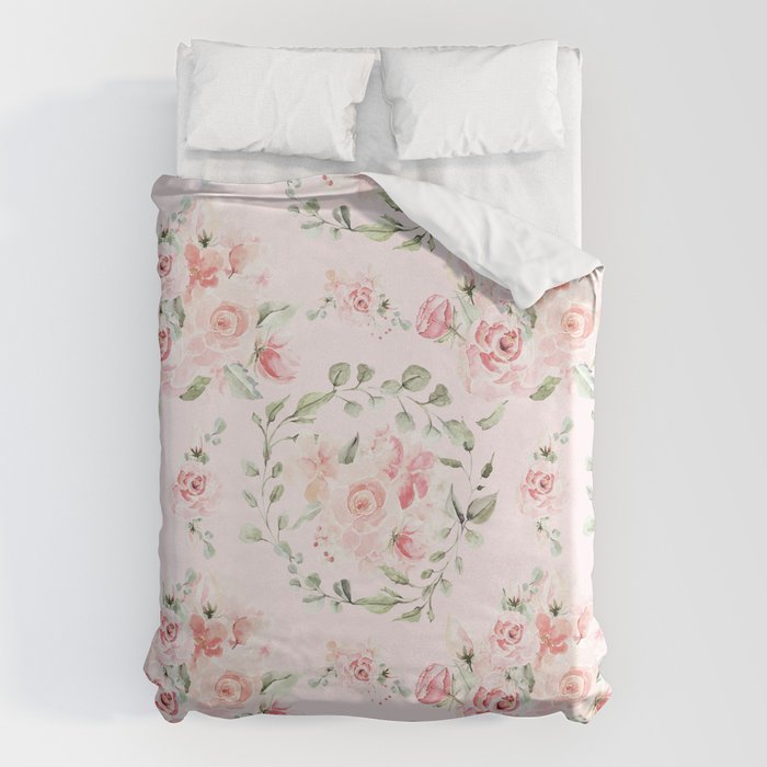 Rose Blush Watercolor Flower Pattern Duvet Cover Gallery Image 6
