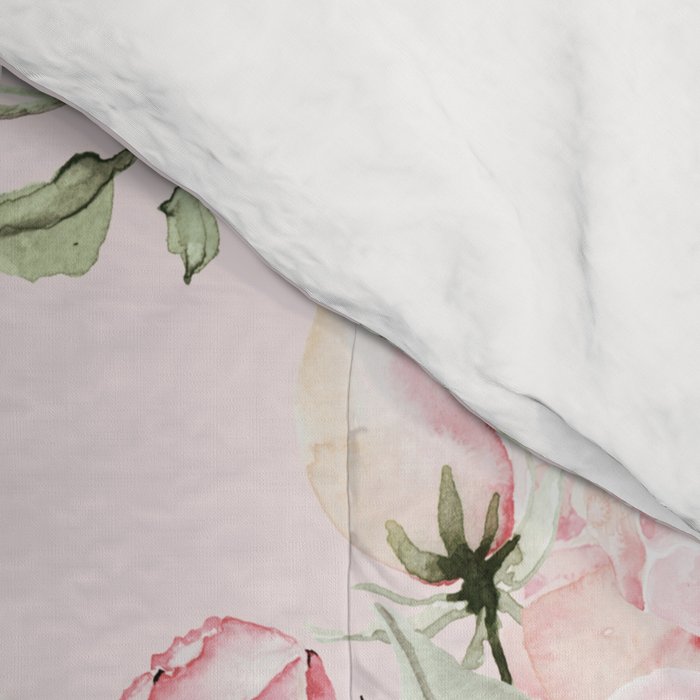 Rose Blush Watercolor Flower Pattern Comforter Gallery Image 4