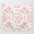 Rose Blush Watercolor Flower Pattern Wall Tapestry Gallery Image 4