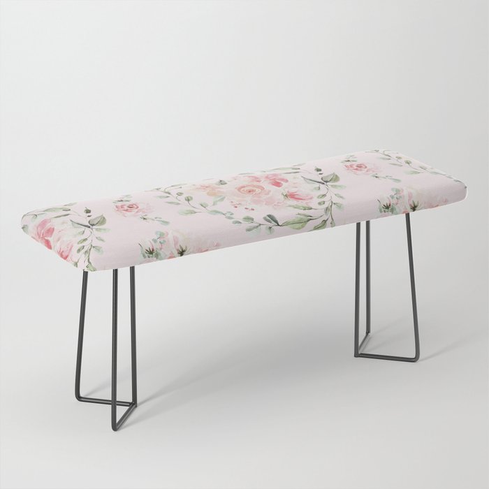 Rose Blush Watercolor Flower Pattern Bench Gallery Image 1