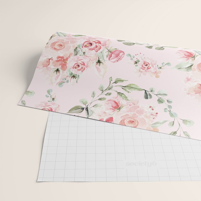 Rose Blush Watercolor Flower Pattern Wrapping Paper Gallery Image 2