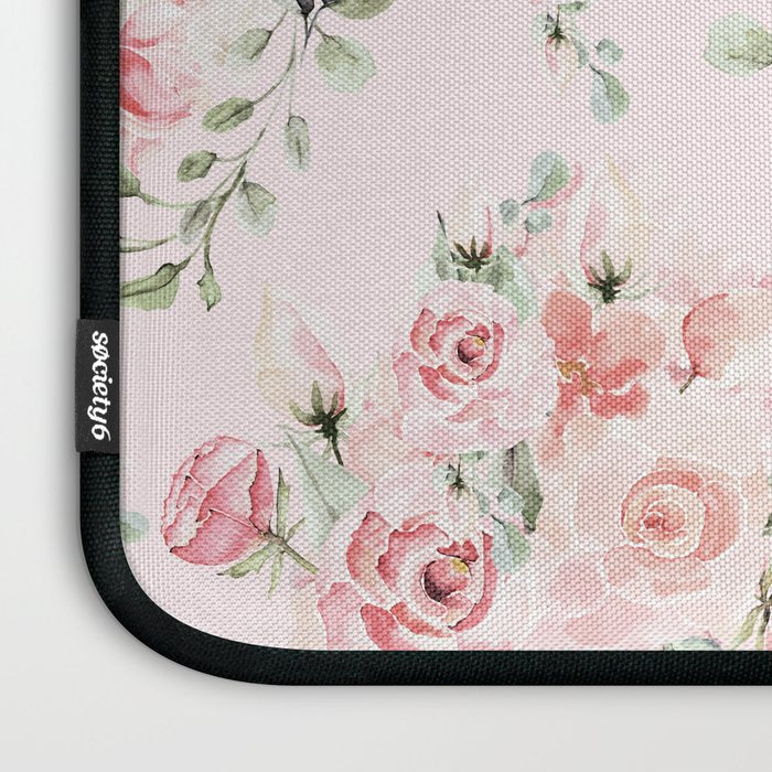 Rose Blush Watercolor Flower Pattern Laptop Sleeve Gallery Image 3