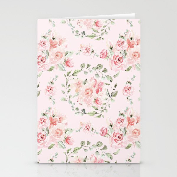 Rose Blush Watercolor Flower Pattern Stationery Card Gallery Image 1