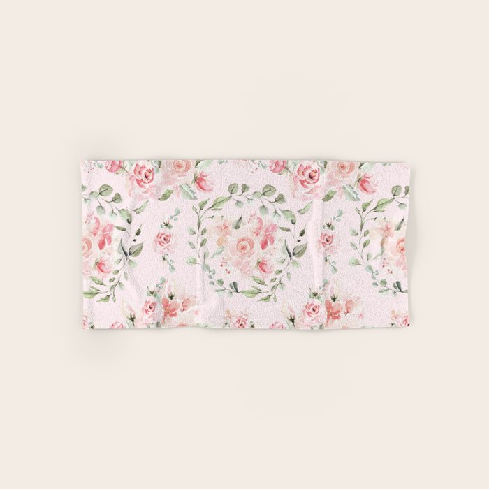 Rose Blush Watercolor Flower Pattern Towels Gallery Image 1