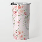 Rose Blush Watercolor Flower Pattern Travel Mug Gallery Image 3