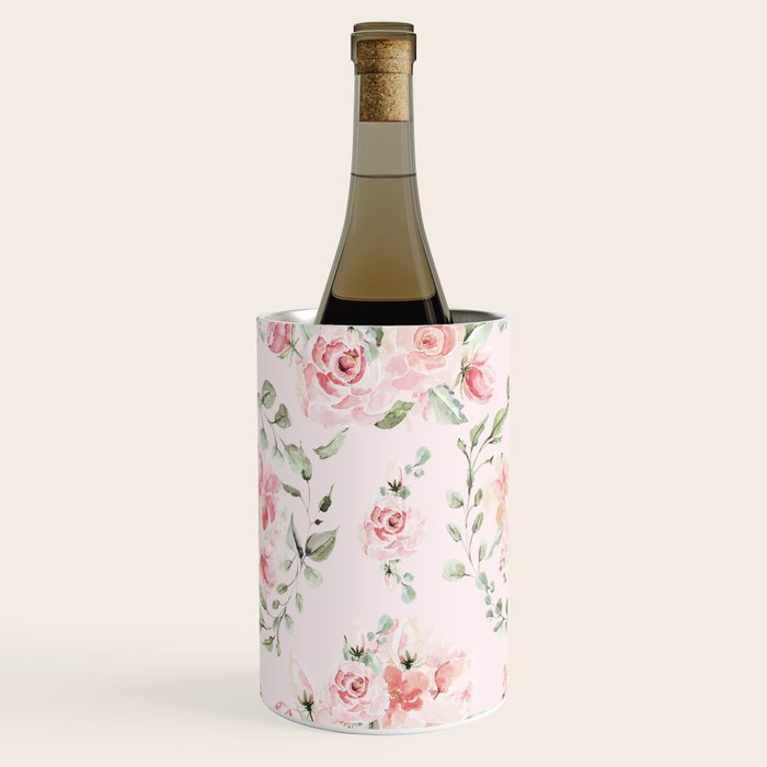 Rose Blush Watercolor Flower Pattern Wine Chiller Gallery Image 3
