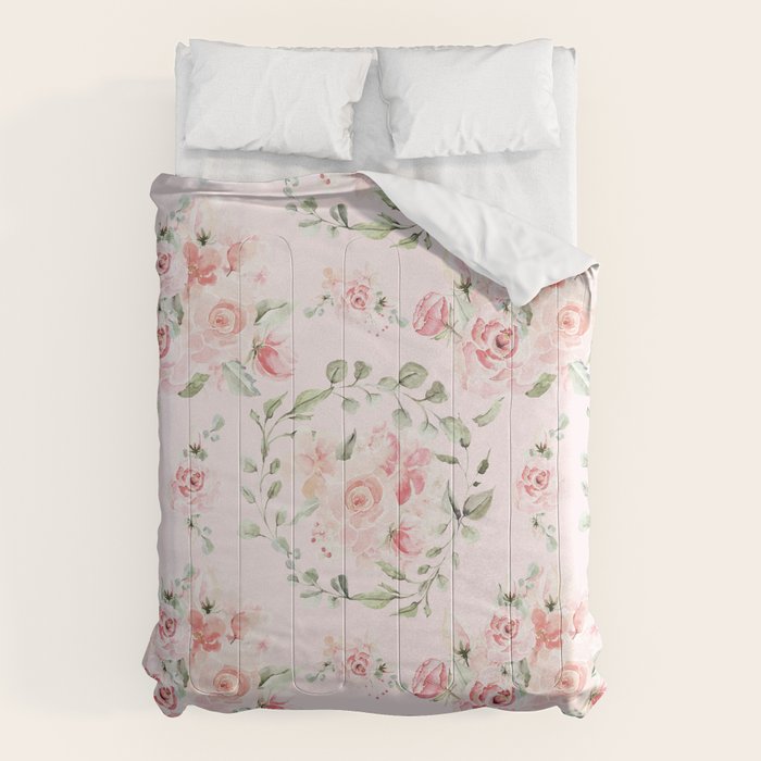 Rose Blush Watercolor Flower Pattern Comforter Gallery Image 6