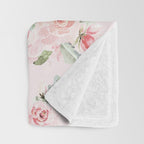 Rose Blush Watercolor Flower Pattern Throw Blanket Gallery Image 3