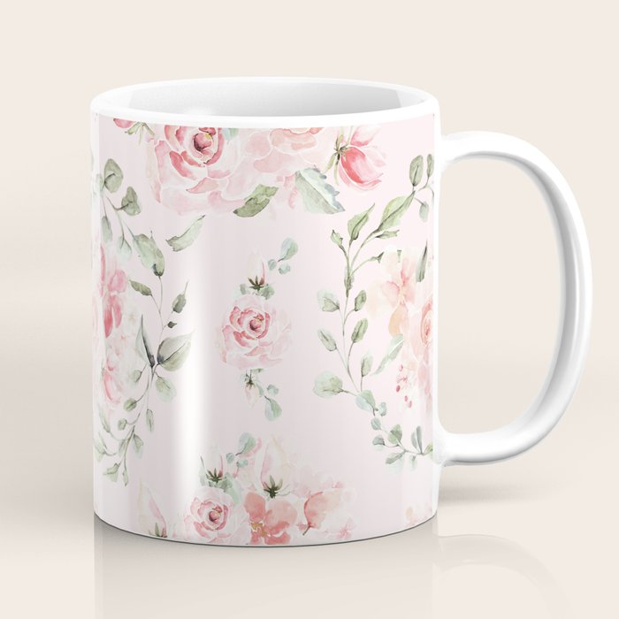 Rose Blush Watercolor Flower Pattern Coffee Mug Gallery Image 1
