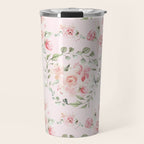 Rose Blush Watercolor Flower Pattern Travel Mug Gallery Image 1