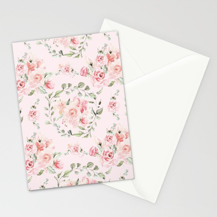 Rose Blush Watercolor Flower Pattern Stationery Card Gallery Image 2