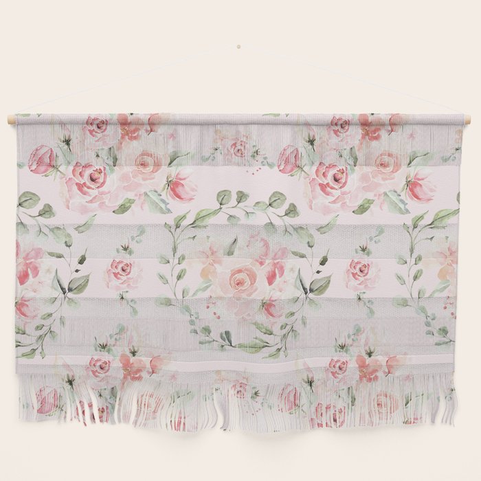Rose Blush Watercolor Flower Pattern Wall Hanging Gallery Image 1