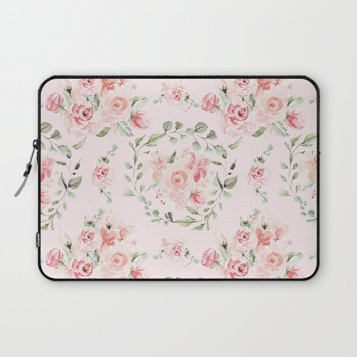 Rose Blush Watercolor Flower Pattern Laptop Sleeve Gallery Image 1