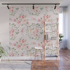 Rose Blush Watercolor Flower Pattern Wall Mural Gallery Image 1
