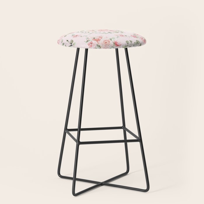 Rose Blush Watercolor Flower Pattern Stool Gallery Image 1