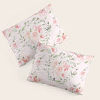 Rose Blush Watercolor Flower Pattern Pillow Sham Gallery Image 3