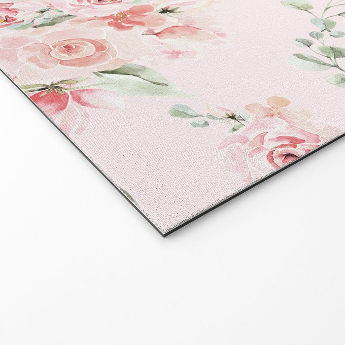 Rose Blush Watercolor Flower Pattern Welcome Mat Gallery Image 2