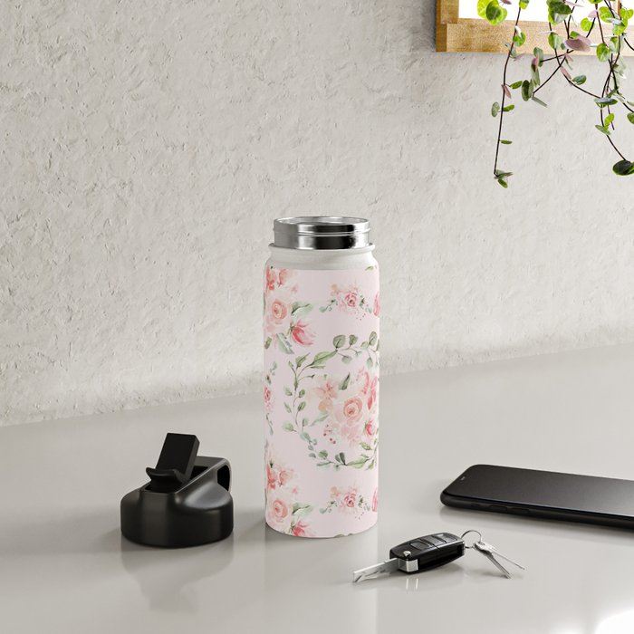 Rose Blush Watercolor Flower Pattern Water Bottle Gallery Image 4