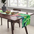 Tropical Vacay | Rainforest Jungle Botanical Lush Nature | Summer Lake People Swim | Boho Painting Table Runner Gallery Image 2