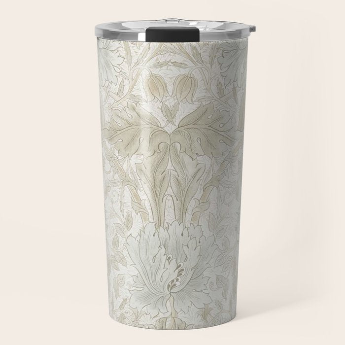 William Morris Vintage Honeysuckle & Tulip Linen Floral Travel Mug Gallery Image 1