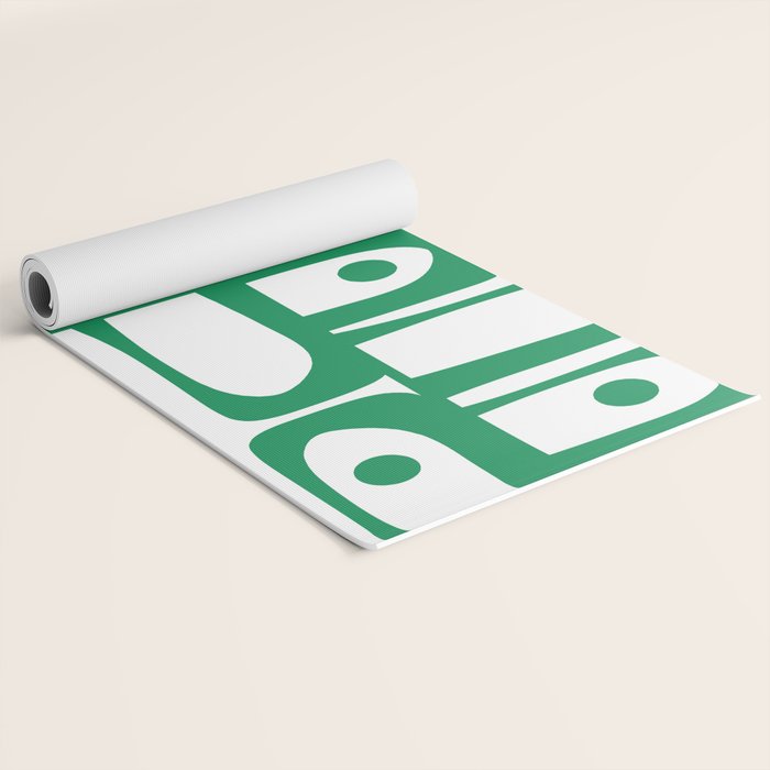 Mid Century Modern Kelly Green and White Piquet Abstract Multi Pattern Yoga Mat Gallery Image 2