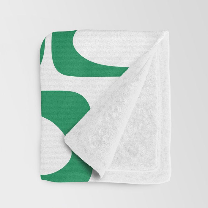 Mid Century Modern Kelly Green and White Piquet Abstract Multi Pattern Throw Blanket Gallery Image 3