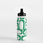 Mid Century Modern Kelly Green and White Piquet Abstract Multi Pattern Water Bottle Gallery Image 2