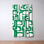 Mid Century Modern Kelly Green and White Piquet Abstract Multi Pattern Window Curtain Gallery Image 3