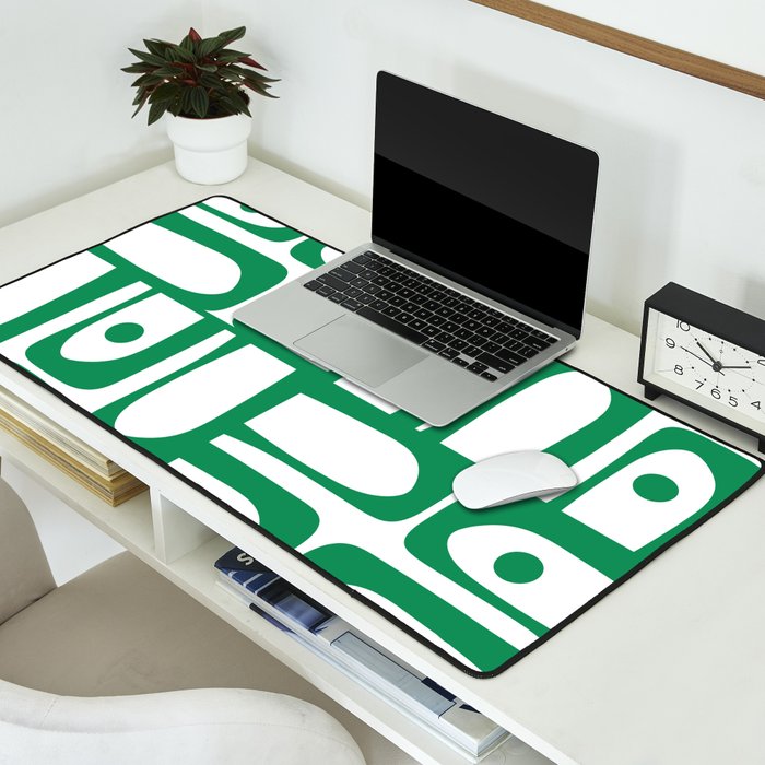 Mid Century Modern Kelly Green and White Piquet Abstract Multi Pattern Desk Mat Gallery Image 2