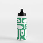 Mid Century Modern Kelly Green and White Piquet Abstract Multi Pattern Water Bottle Gallery Image 3