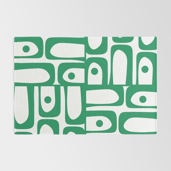 Mid Century Modern Kelly Green and White Piquet Abstract Multi Pattern Rug Gallery Image 2