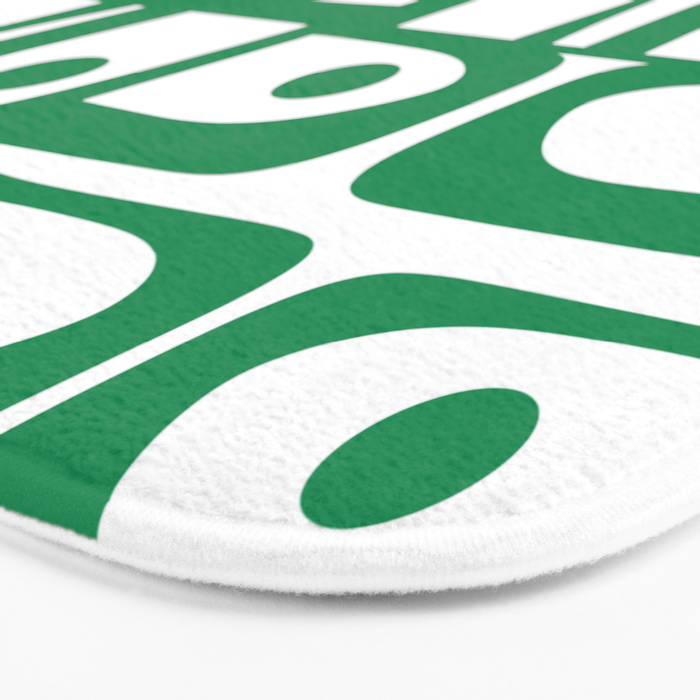 Mid Century Modern Kelly Green and White Piquet Abstract Multi Pattern Bath Mat Gallery Image 3