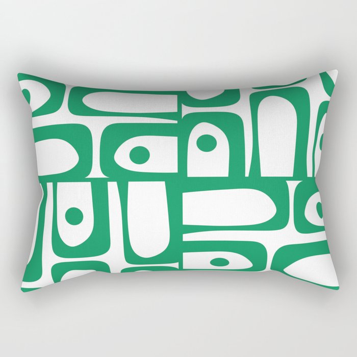 Mid Century Modern Kelly Green and White Piquet Abstract Multi Pattern Rectangular Pillow Gallery Image 2
