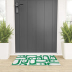 Mid Century Modern Kelly Green and White Piquet Abstract Multi Pattern Welcome Mat Gallery Image 3