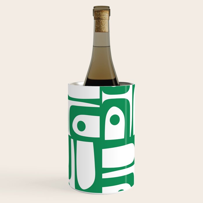 Mid Century Modern Kelly Green and White Piquet Abstract Multi Pattern Wine Chiller Gallery Image 1