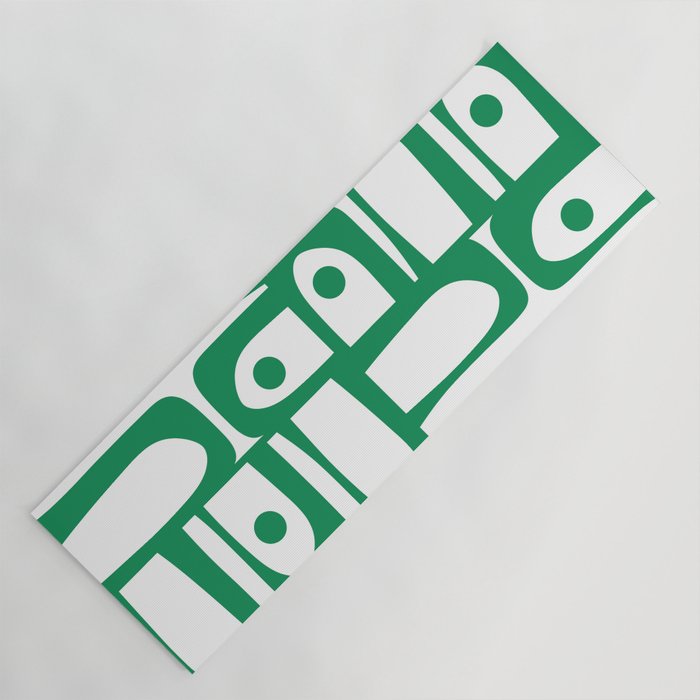 Mid Century Modern Kelly Green and White Piquet Abstract Multi Pattern Yoga Mat Gallery Image 1