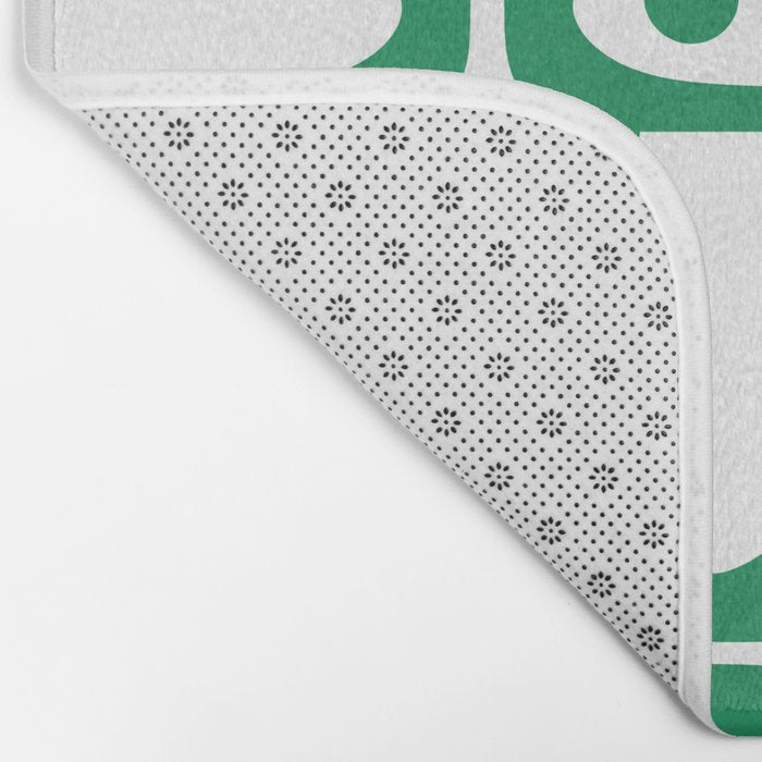 Mid Century Modern Kelly Green and White Piquet Abstract Multi Pattern Bath Mat Gallery Image 2