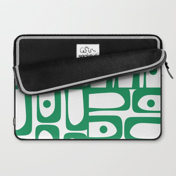 Mid Century Modern Kelly Green and White Piquet Abstract Multi Pattern Laptop Sleeve Gallery Image 2
