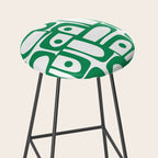 Mid Century Modern Kelly Green and White Piquet Abstract Multi Pattern Stool Gallery Image 2