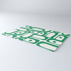 Mid Century Modern Kelly Green and White Piquet Abstract Multi Pattern Rug Gallery Image 3