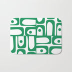 Mid Century Modern Kelly Green and White Piquet Abstract Multi Pattern Bath Mat Gallery Image 1